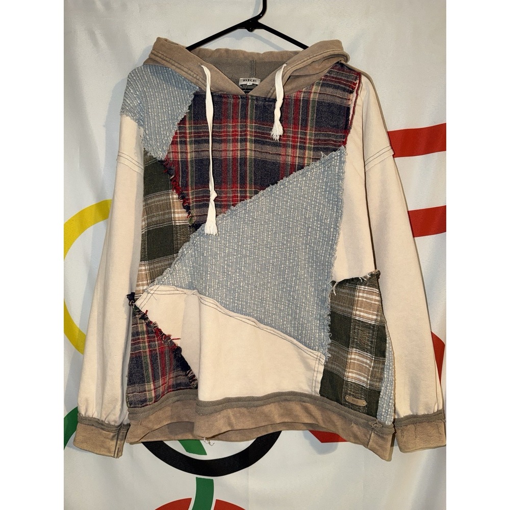 BKE Buckle Patchwork Hoodie Small Pullover Multicolor
